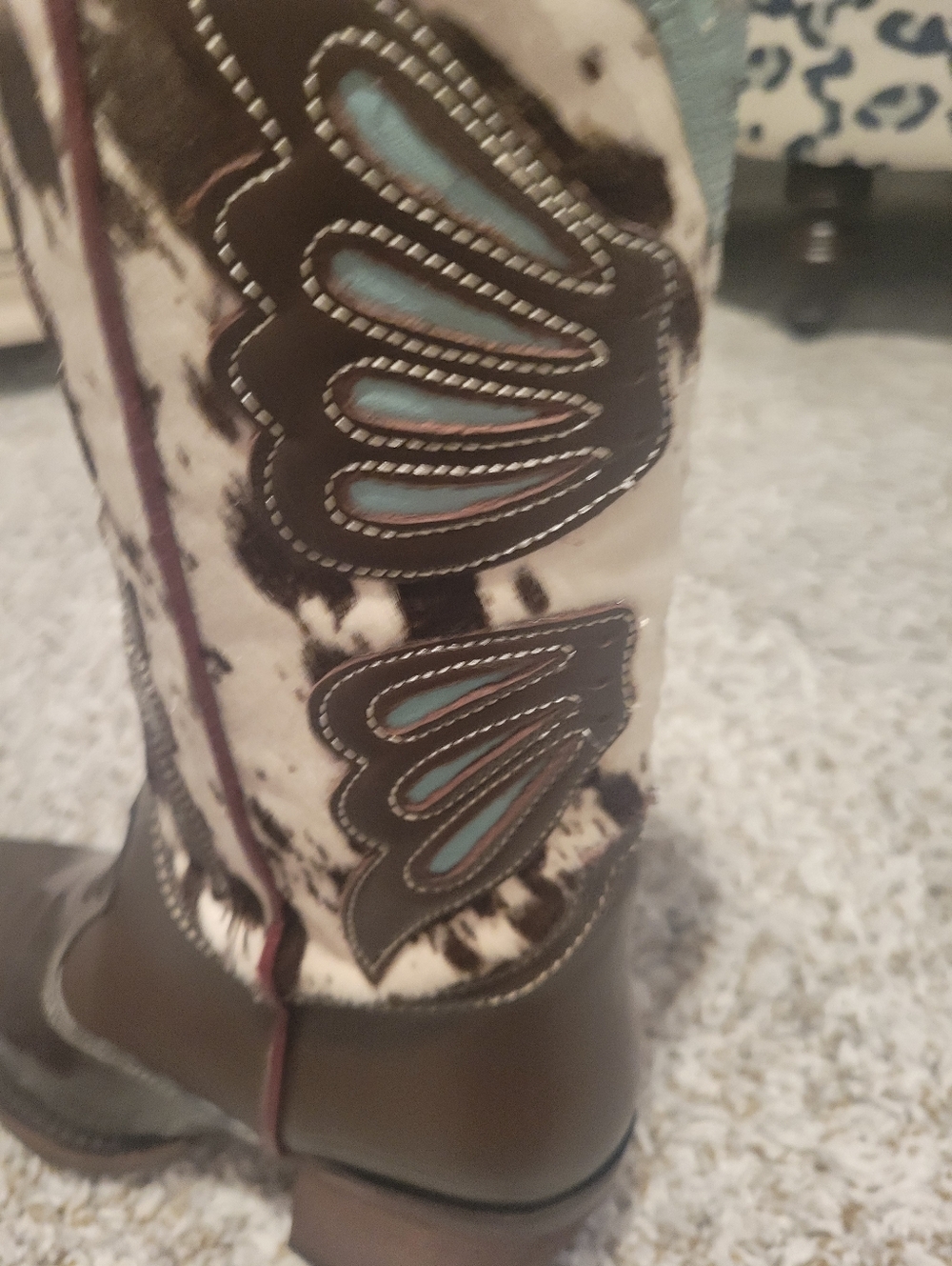 NWOB!!!!! STEVE MADDEN Women's Brown and Turquoise Western Cowboy Boots - Picture 4 of 10